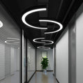 Contemporary black LED arched metal pendant lamp