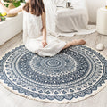 Tapis bohème rond | Motif géométrique en coton