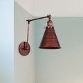 Lampada da parete a cono in stile country con 1 lampadina in ferro, nera/ruggine per camera da letto