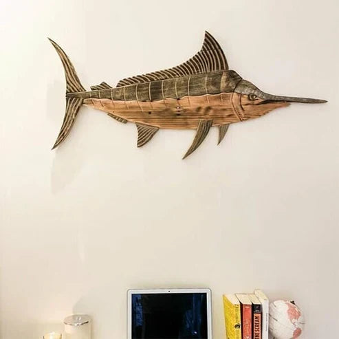 Decorazione da parete in legno di balena OceanHaven Pine | Elegante decorazione marittima artigianale per case moderne