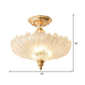 Preto/Ouro 3-Luzes Montagem em Teto Tradicional Cristal com Borda Ondulada Luz Semi Embutida para Sala de Jantar, 12"/16" Largura