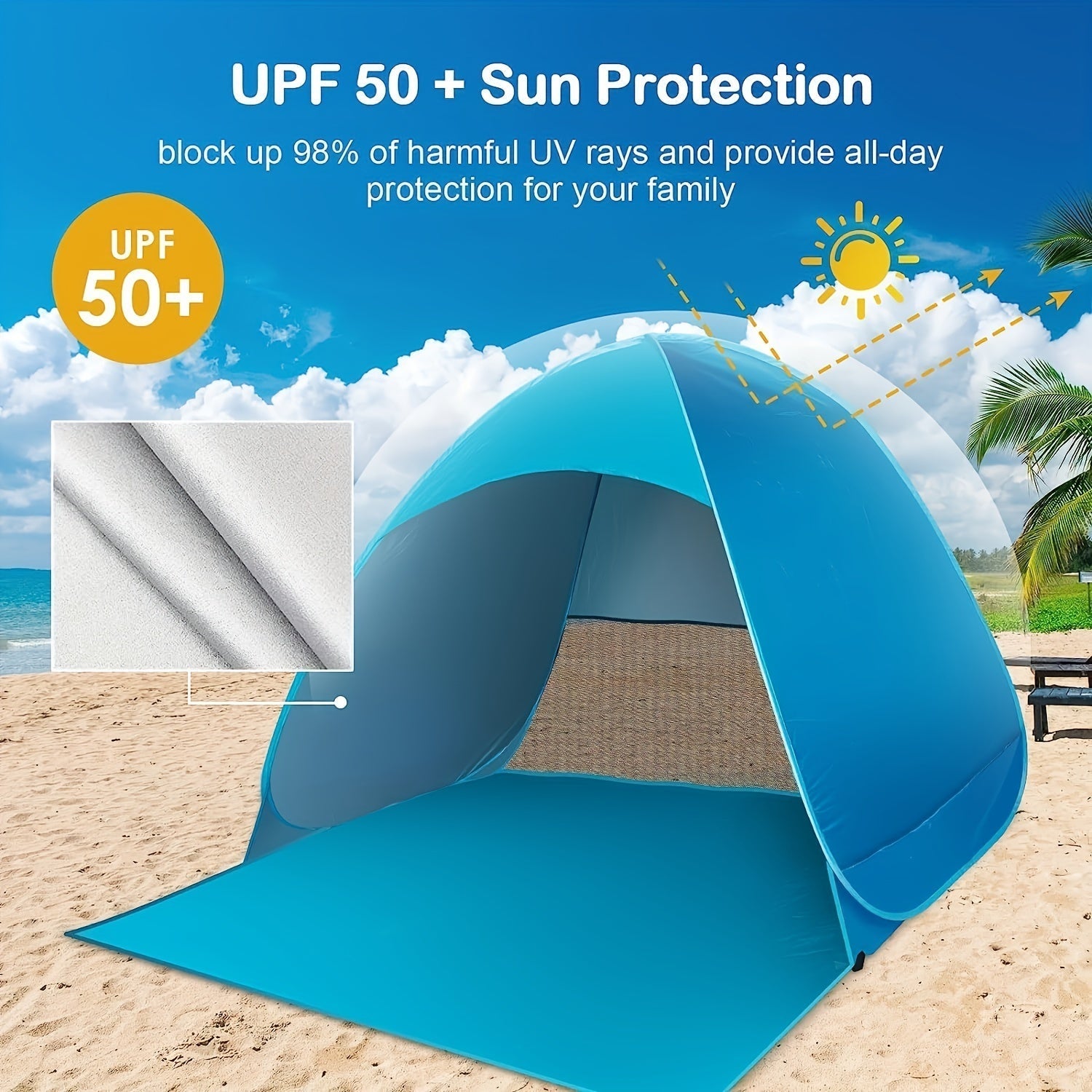 Tenda da Spiaggia BreezeShield – Protezione e Comfort per Ogni Giorno in Spiaggia