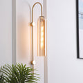 Lampada a muro Gooseneck in metallo 1 luce stile Mid-Century con interruttore da parete e paralume in vetro a forma di flauto