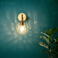 Lampada da parete minimalista a sfera di vetro dorata 1 luce