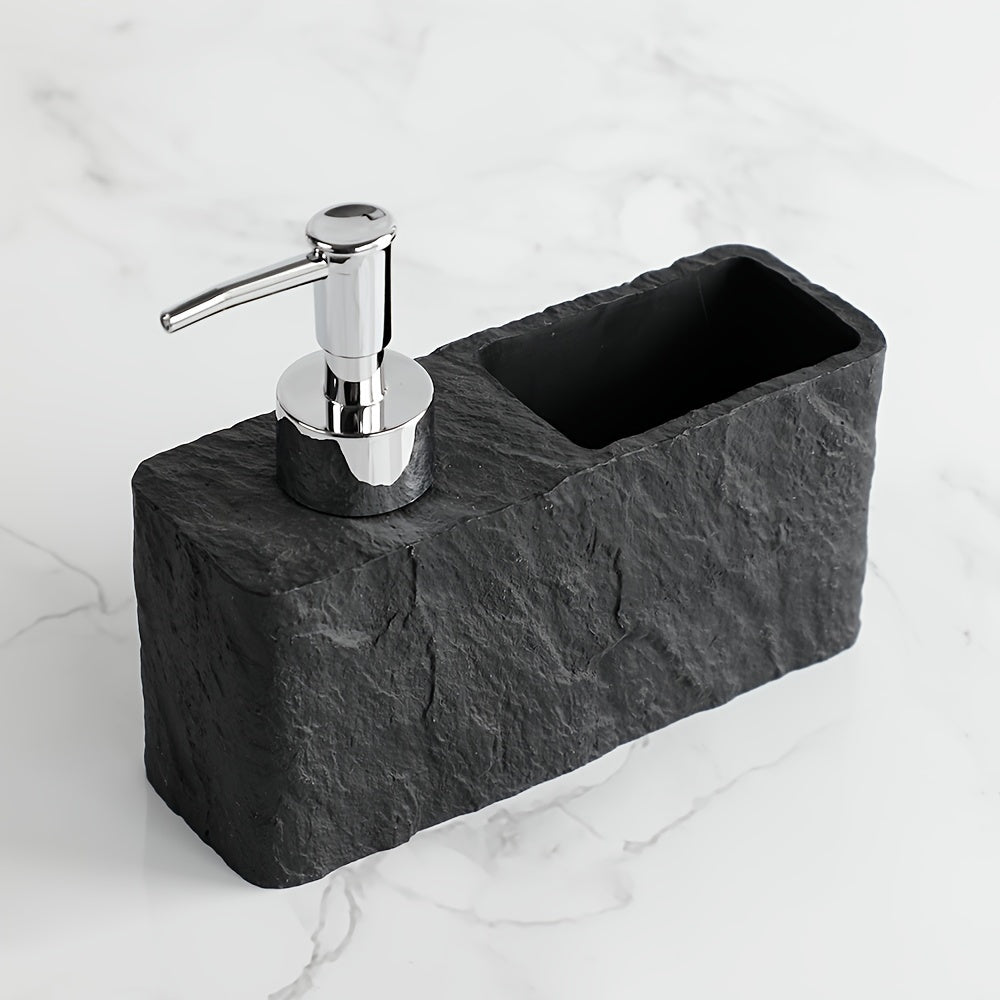 Dispenser per Sapone in Stile Pietra con Portaspugna – Elegante e Pratico per Cucina o Bagno
