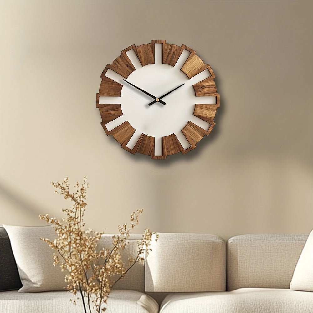 Orologio da Parete in Legno Rustico con Movimento Silenzioso – Design Senza Tempo per Soggiorno, Ufficio e Camera da Letto
