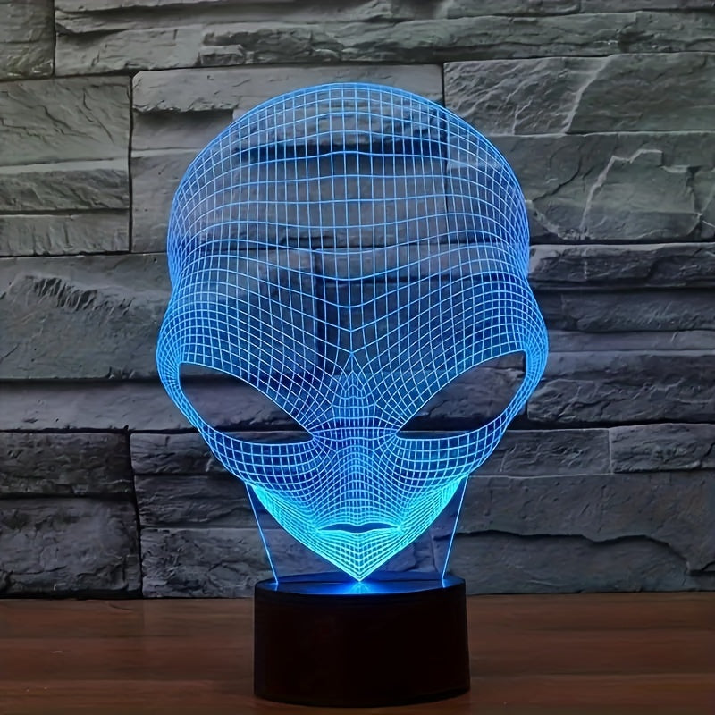 Lampada da Tavolo LED 3D Testa di Alieno con 7 Colori - Lunaris