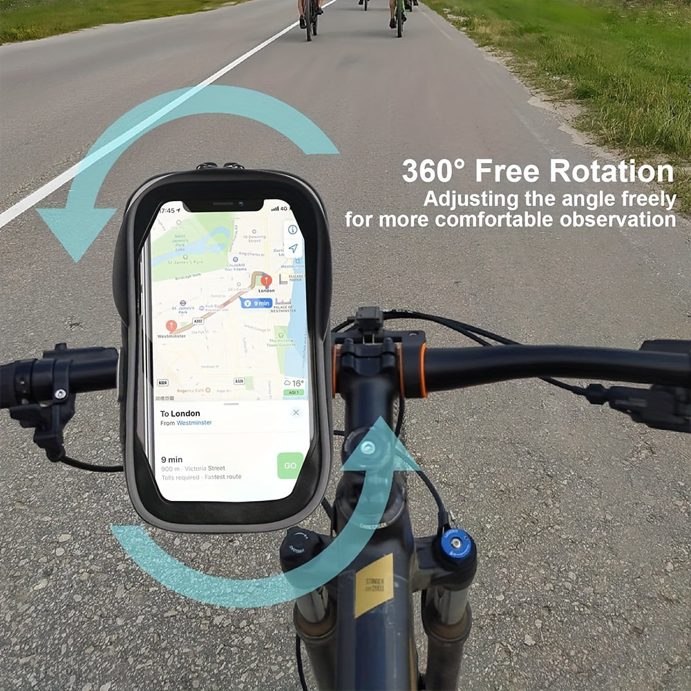 Supporto per Telefono Impermeabile per Bicicletta e Moto – Borsa da Manubrio con Opzione di Rotazione a 360°