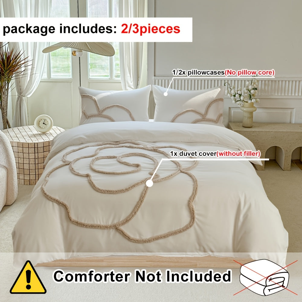 Set di Biancheria da Letto Trapuntato – Copriletto e Federe con Design di Grande Fiore