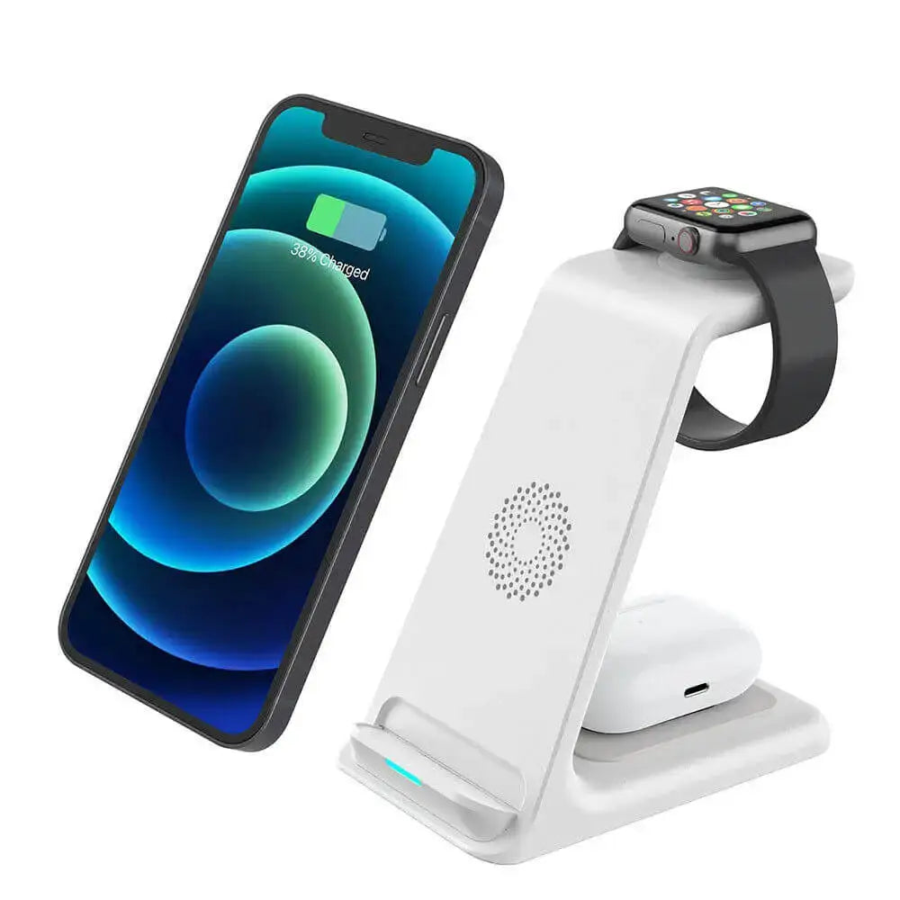 PowerNest Caricatore Wireless Stand da 20W | Dock di Ricarica Veloce per iPhone, AirPods e iWatch 8 7 6