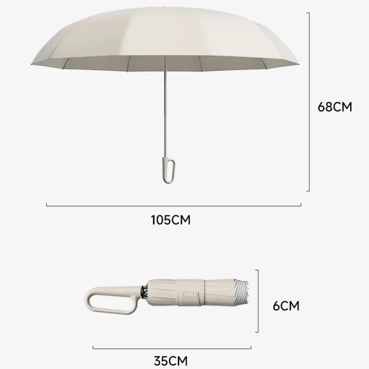 EliteShield Ombrello Inverso | Compatto, Impermeabile & Resistente al Vento con Striscia Riflettente di Sicurezza