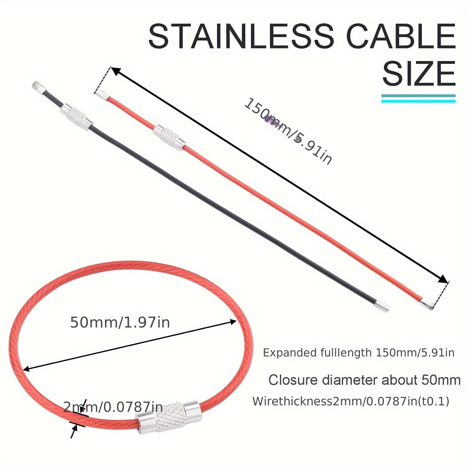 Set di Portachiavi in Cavo d'Acciaio – Portachiavi Resistenti per Viaggi e Attività all'Aperto