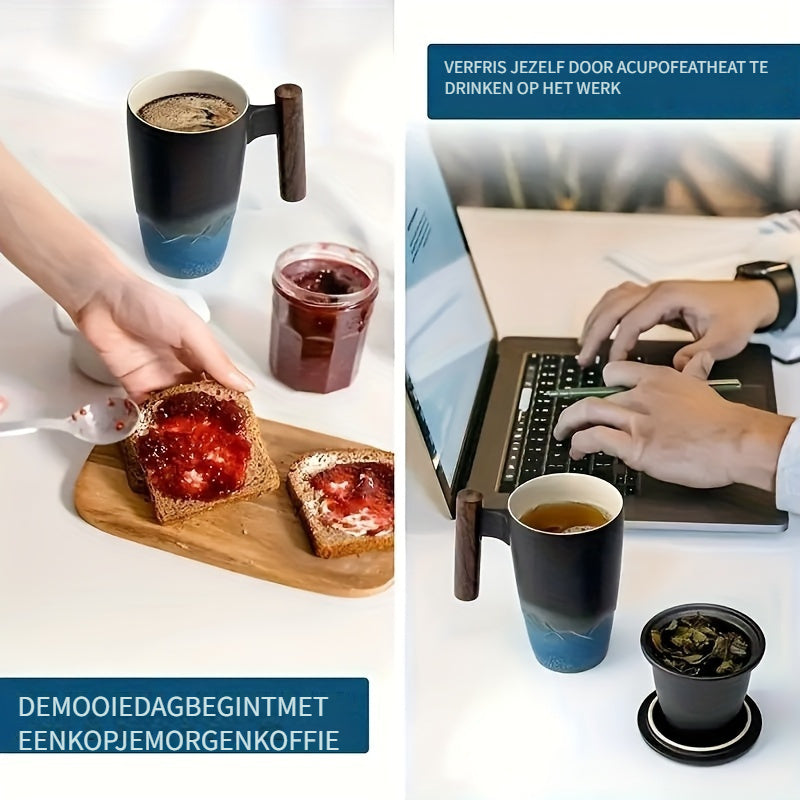 Tazza da tè in ceramica fatta a mano con infusore – Design autentico e uso pratico