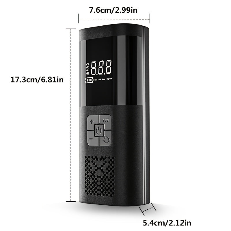 Compressore d'Aria Portatile – Gonfiatore di Pneumatici Intelligente con Schermo LCD e Luci LED