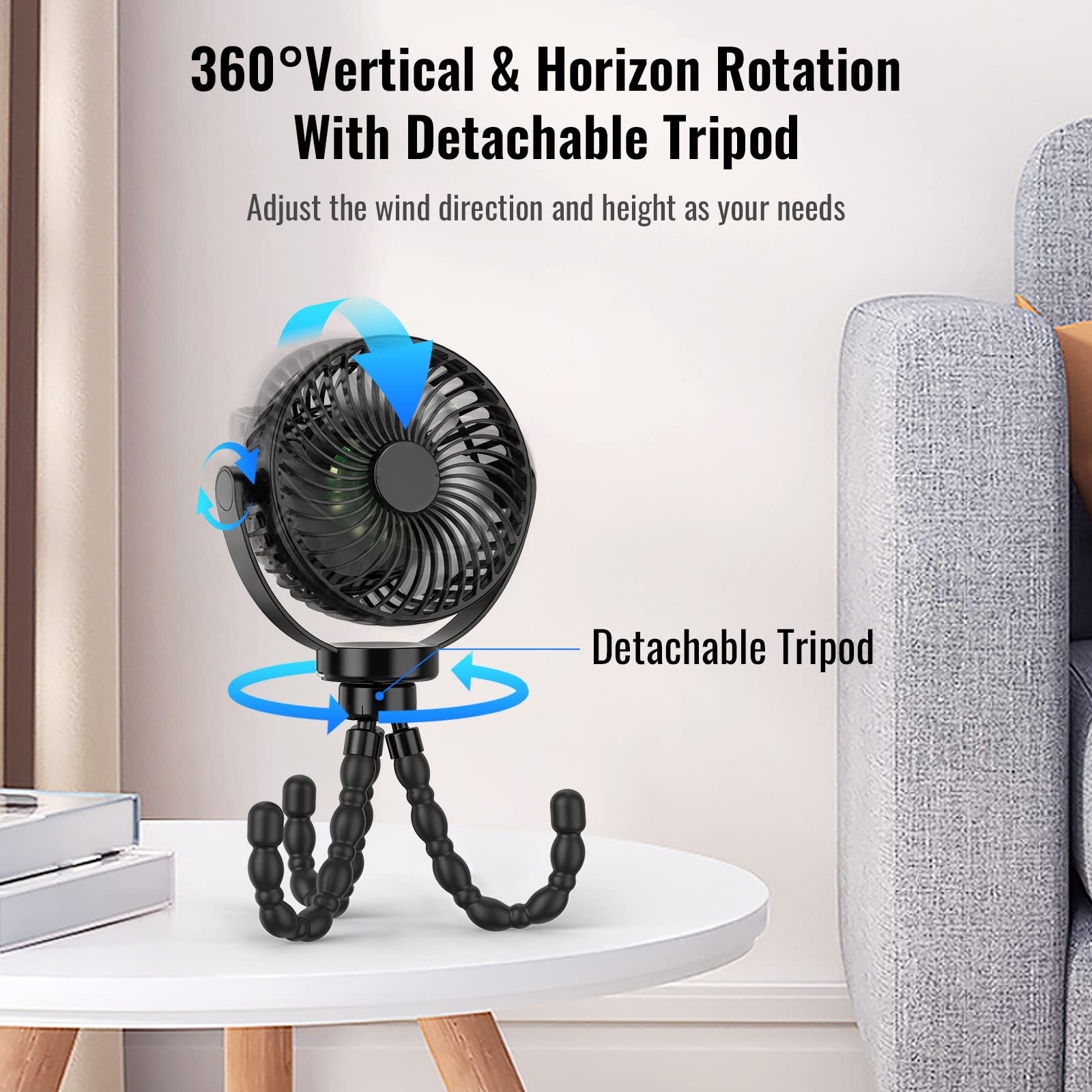 Ventilatore Portatile per Passeggino con Batteria da 8000mAh