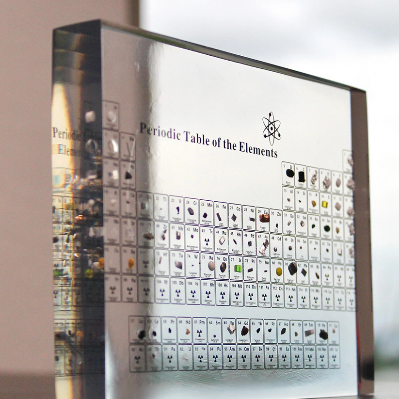 LuxaScience Tavola Periodica | Elegante Espositore 3D in Acrilico con Elementi Reali