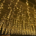 Quntis 50m Icicle LED Light Chain | IP44 Weatherproof | 36V Low Voltage | 500+ LED | Icicle Cascade Effect | Warm White