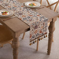 Camino de mesa jacquard vintage con flores y pájaros