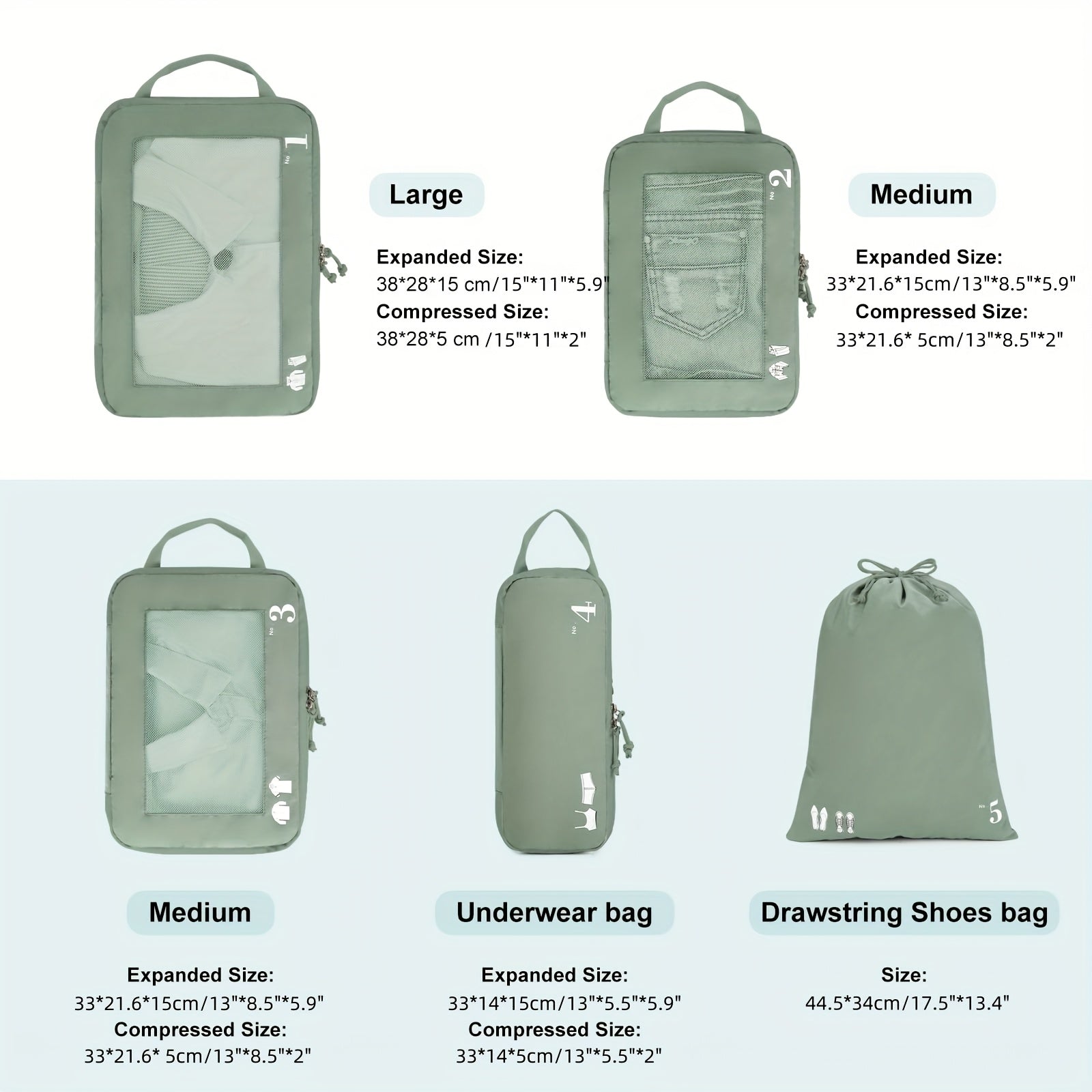 TravelSmart Set di Cubi Compressivi per Imballaggio – Soluzione Efficiente per i Bagagli