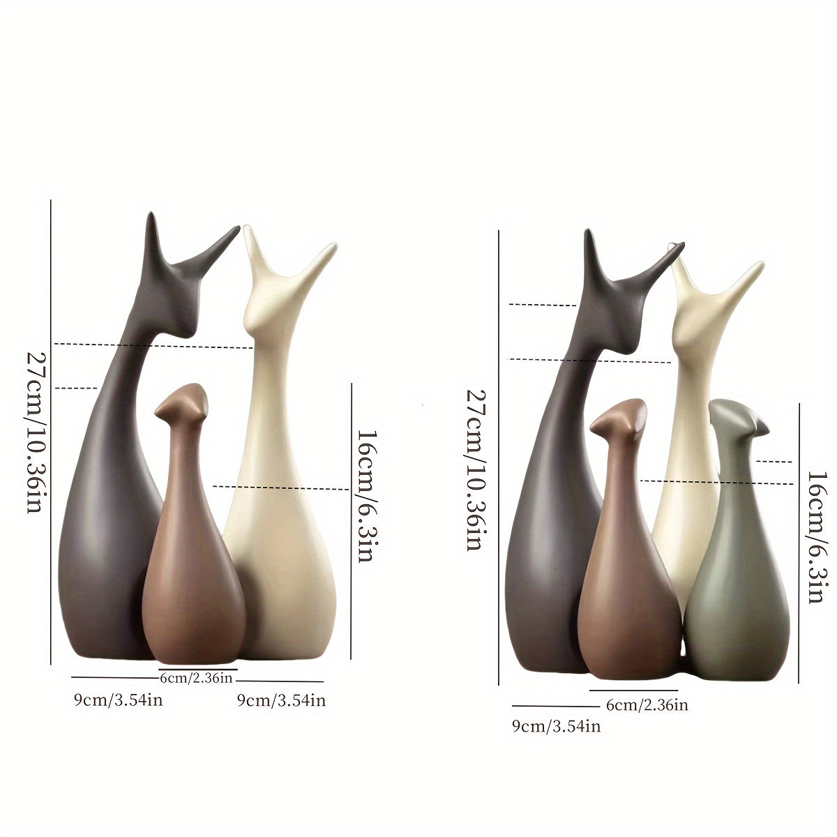 Set di Statue di Cervo in Ceramica – Decorazione di Lusso per Soggiorno e Ufficio