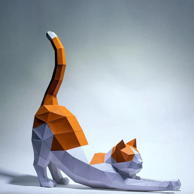 Decorazione in Carta 3D Gatto - Progetto Fai-da-te - Dimensione 62cm
