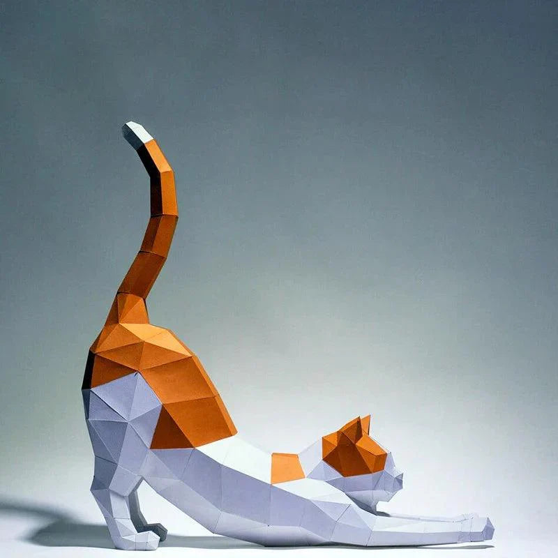Decorazione in Carta 3D Gatto - Progetto Fai-da-te - Dimensione 62cm