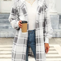 Veronika | Cardigan à carreaux gris clair avec capuche et poches latérales