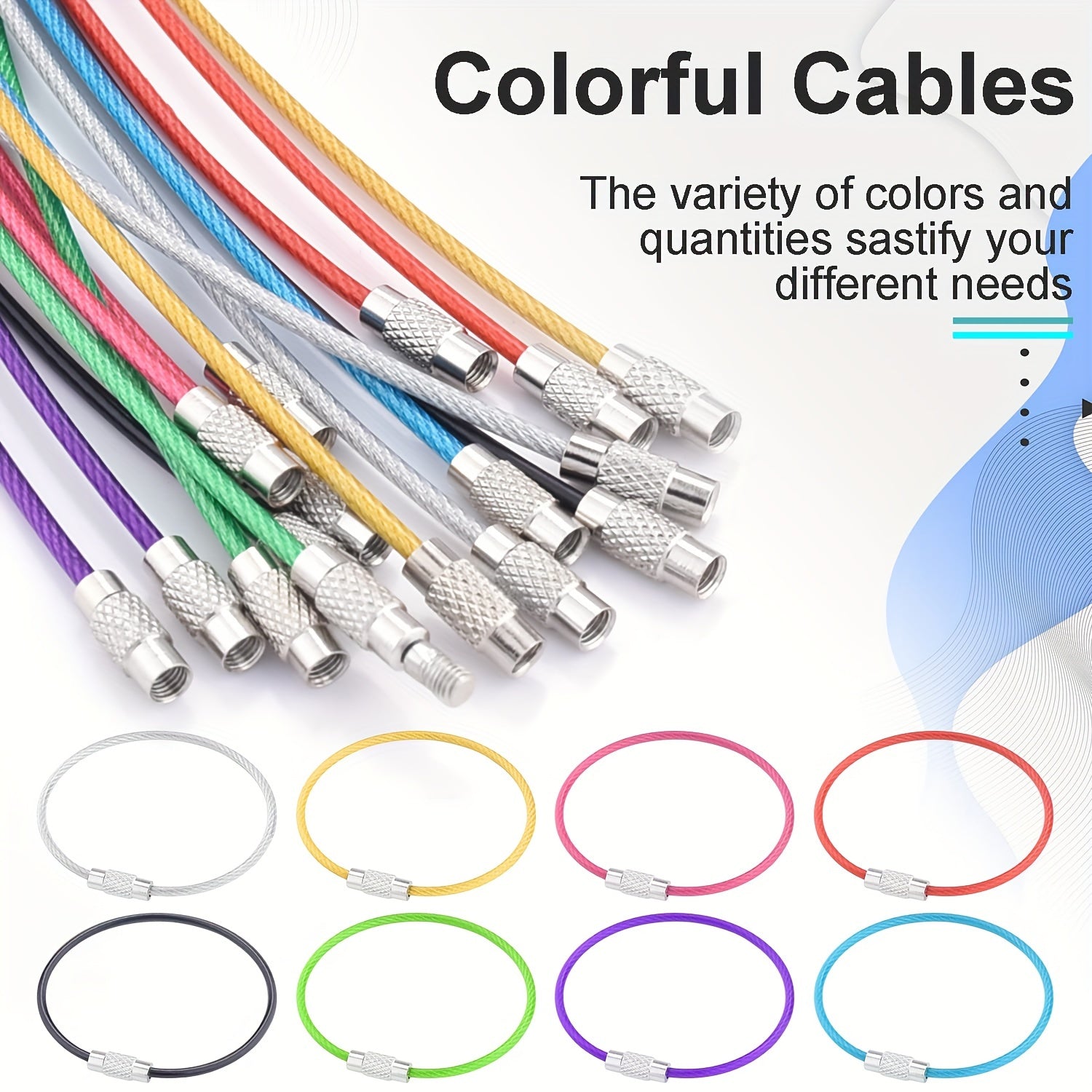 Set di Portachiavi in Cavo d'Acciaio – Portachiavi Resistenti per Viaggi e Attività all'Aperto