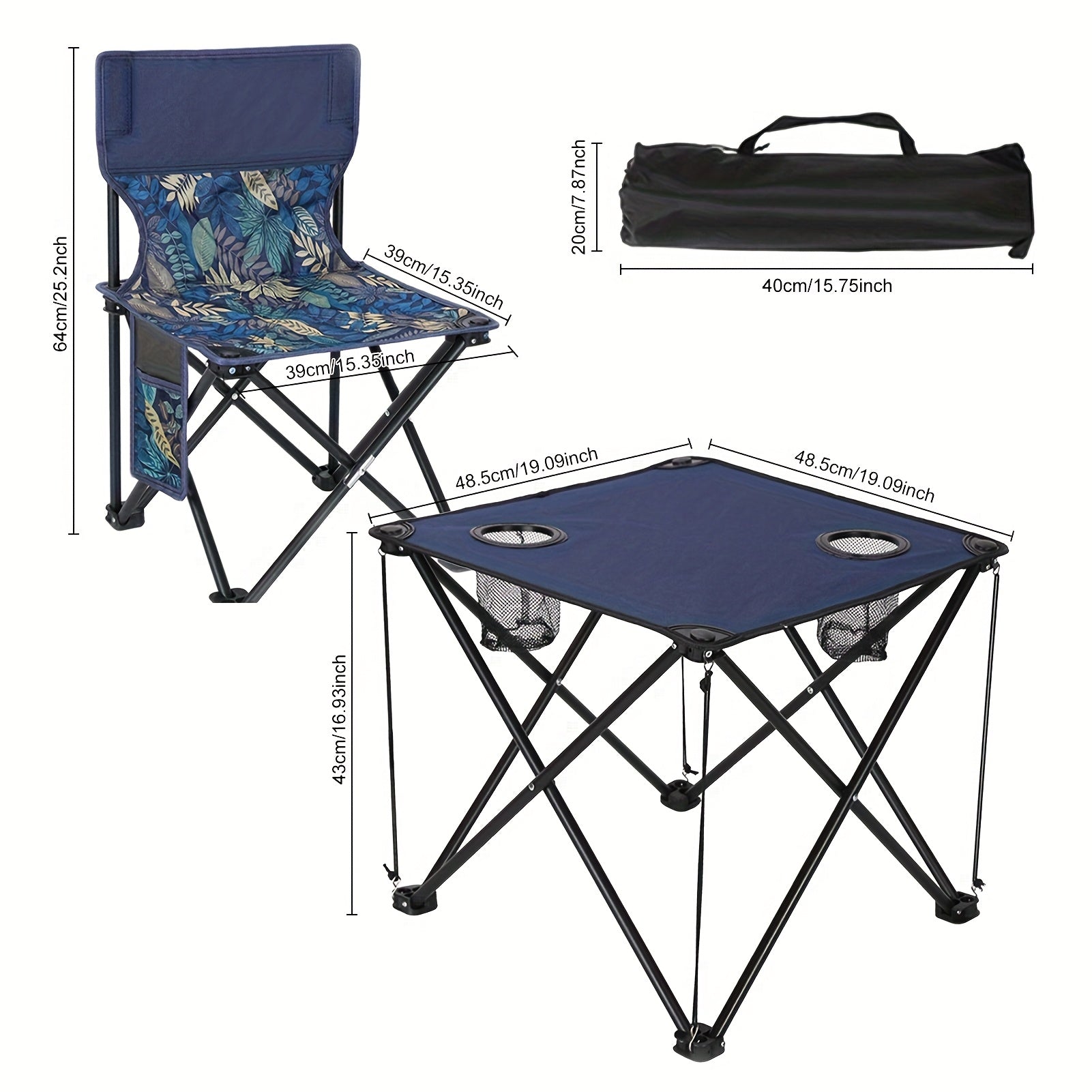 Set da Giardino Pieghevole con Tavolo e Sedie – Portatile per Campeggio e BBQ