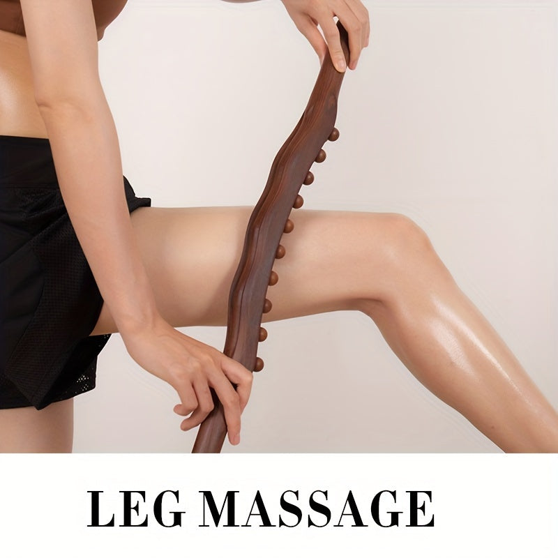 Bastone da Massaggio in Legno con 31 Perle – Rilassamento Muscolare Profondo