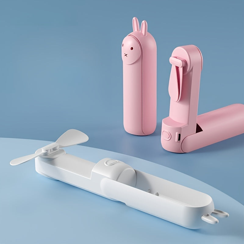 Mini Ventilatore Portatile – Ventilatore Ricaricabile USB 2-in-1 con Design Carino a Forma di Coniglio per Viaggi e Estate