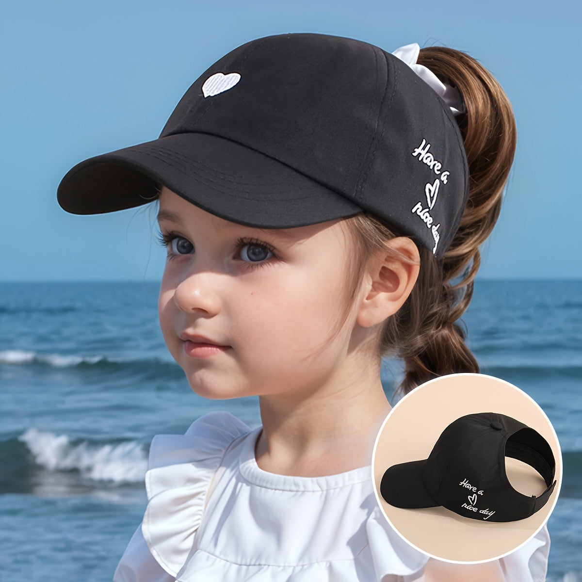 Cappellino da Baseball Regolabile per Bambini – Ricamo a Cuore e Comfort Traspirante