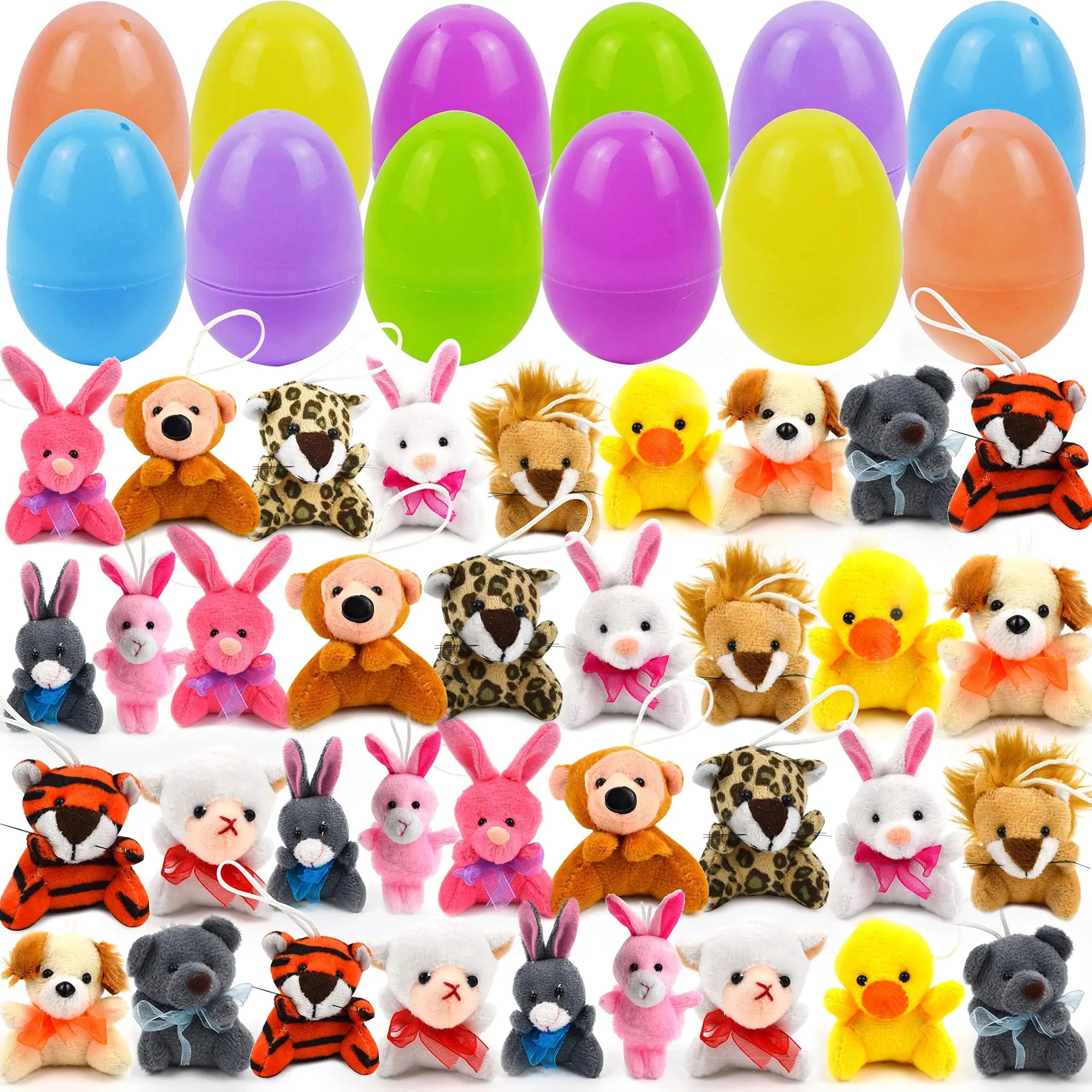 Uova di Pasqua di Peluche con Mini Animali per Bambini – Set di 12 Uova Sorprese