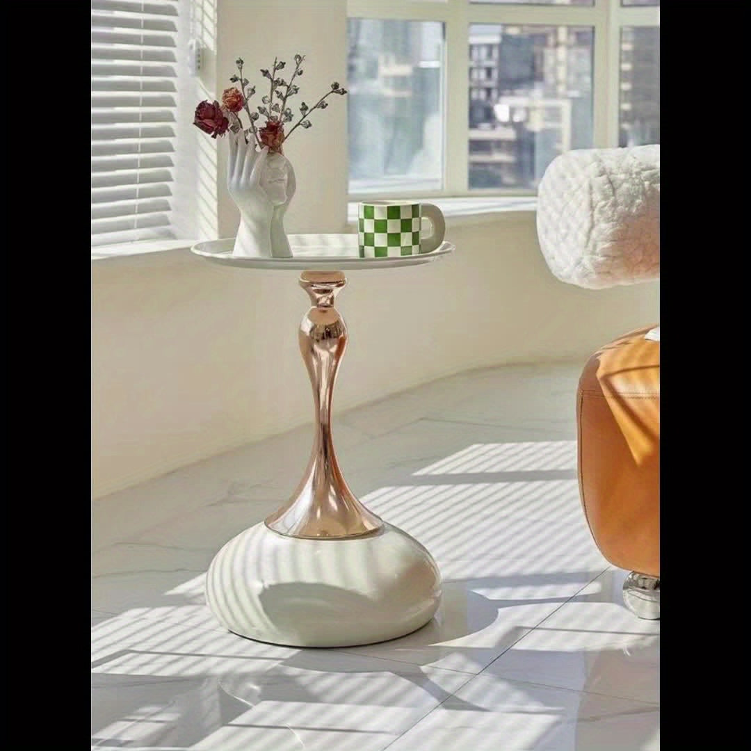 Tavolino Laterale Ningqin Oro-Bianco – Design Compatto e Chic