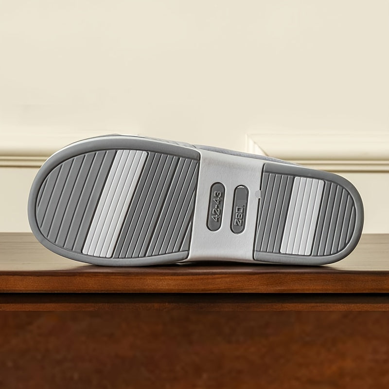 Pantofole Calde da Uomo con Motivo a Spina di Pesce – Comfort e Grip per Casa in Autunno e Inverno