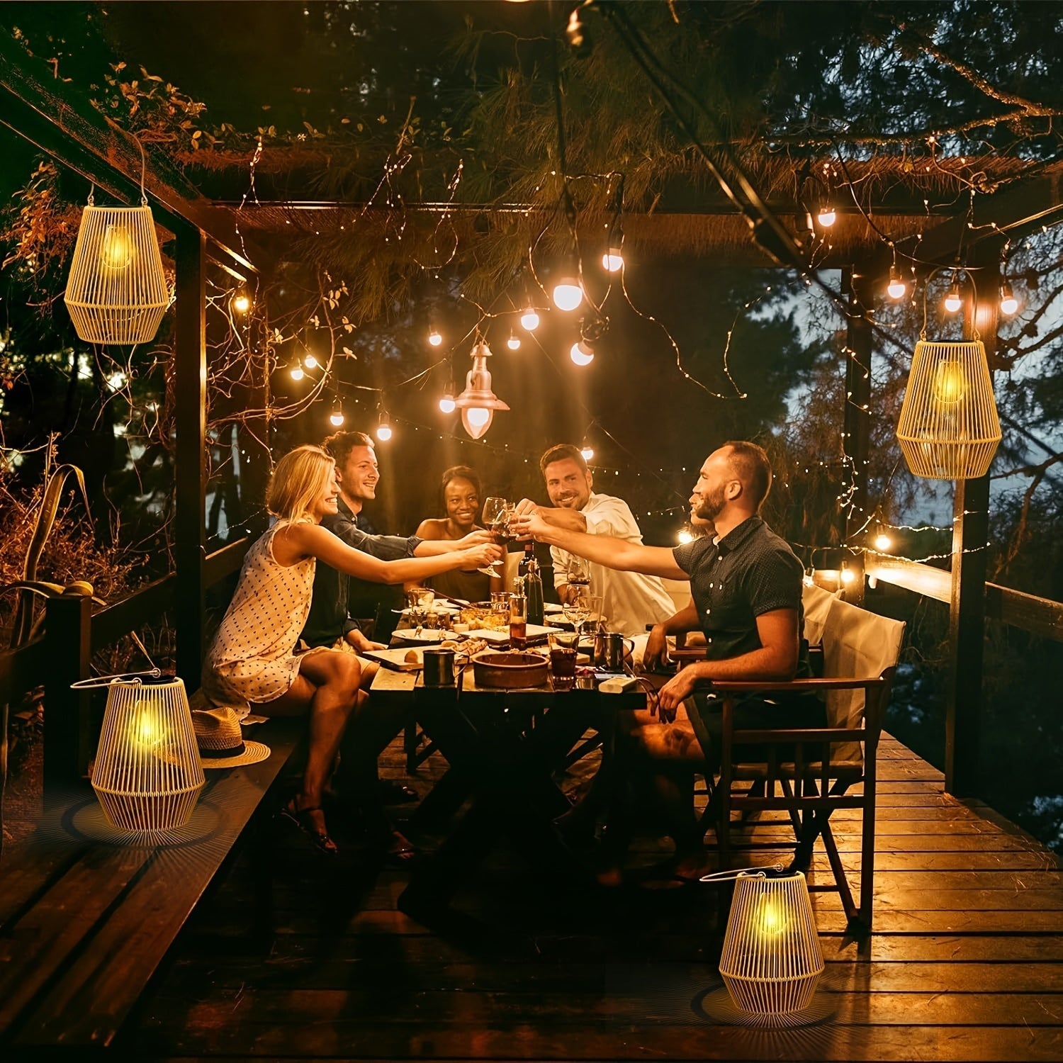 Lanterna Woven Solare – Illuminazione Elegante da Appendere per Giardino e Patio