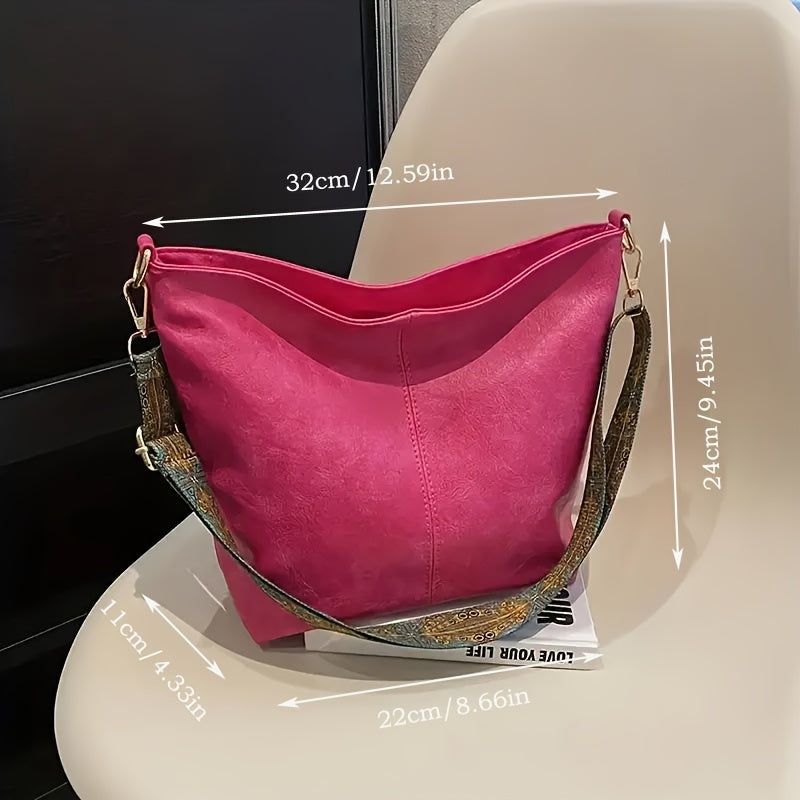 Borsa Geometrica Ampia – Borsa a Spalla di Grande Capacità con Stile Retrò