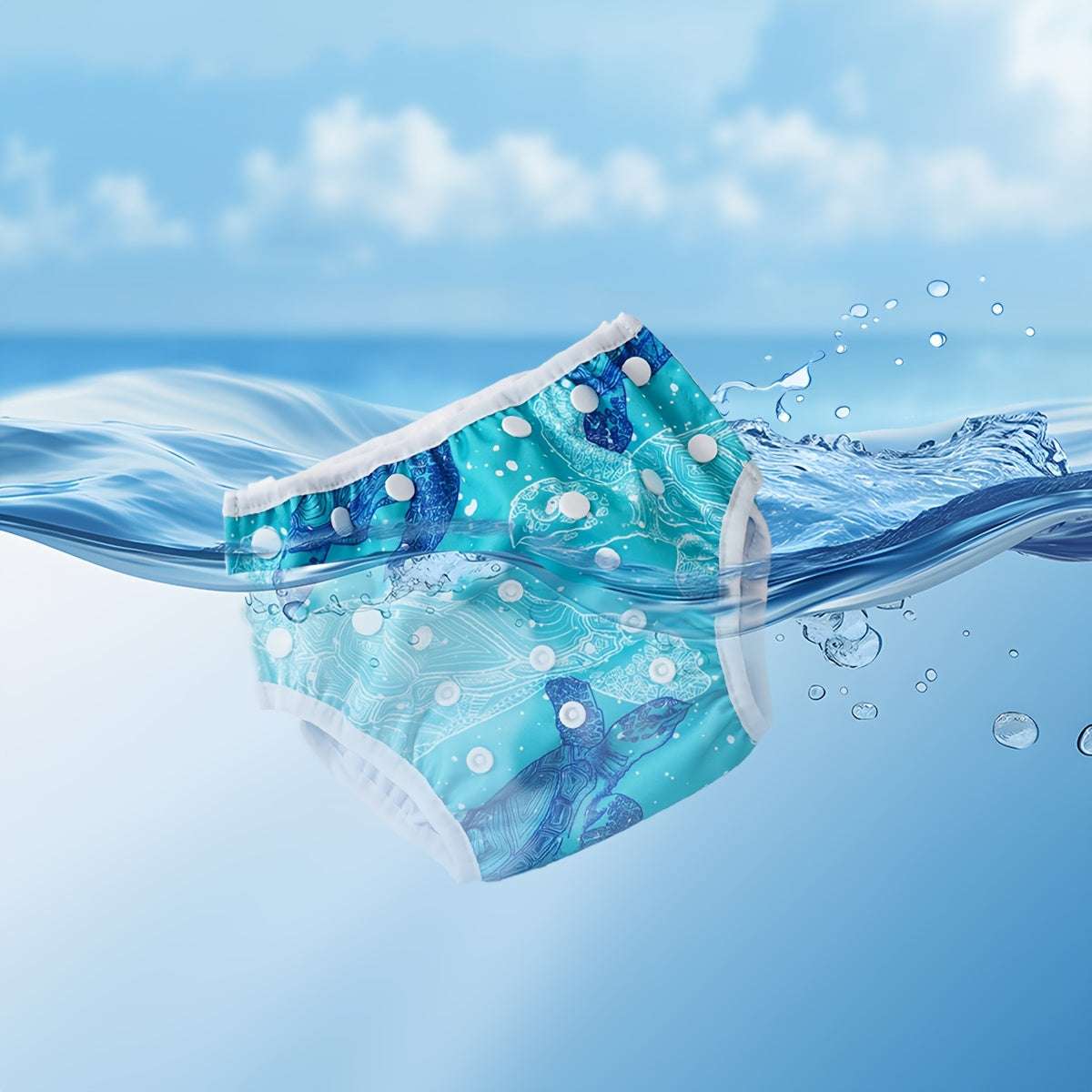 Pannolino da Nuoto Regolabile e Lavabile per Bambini – Impermeabile con Stampa di Pesci