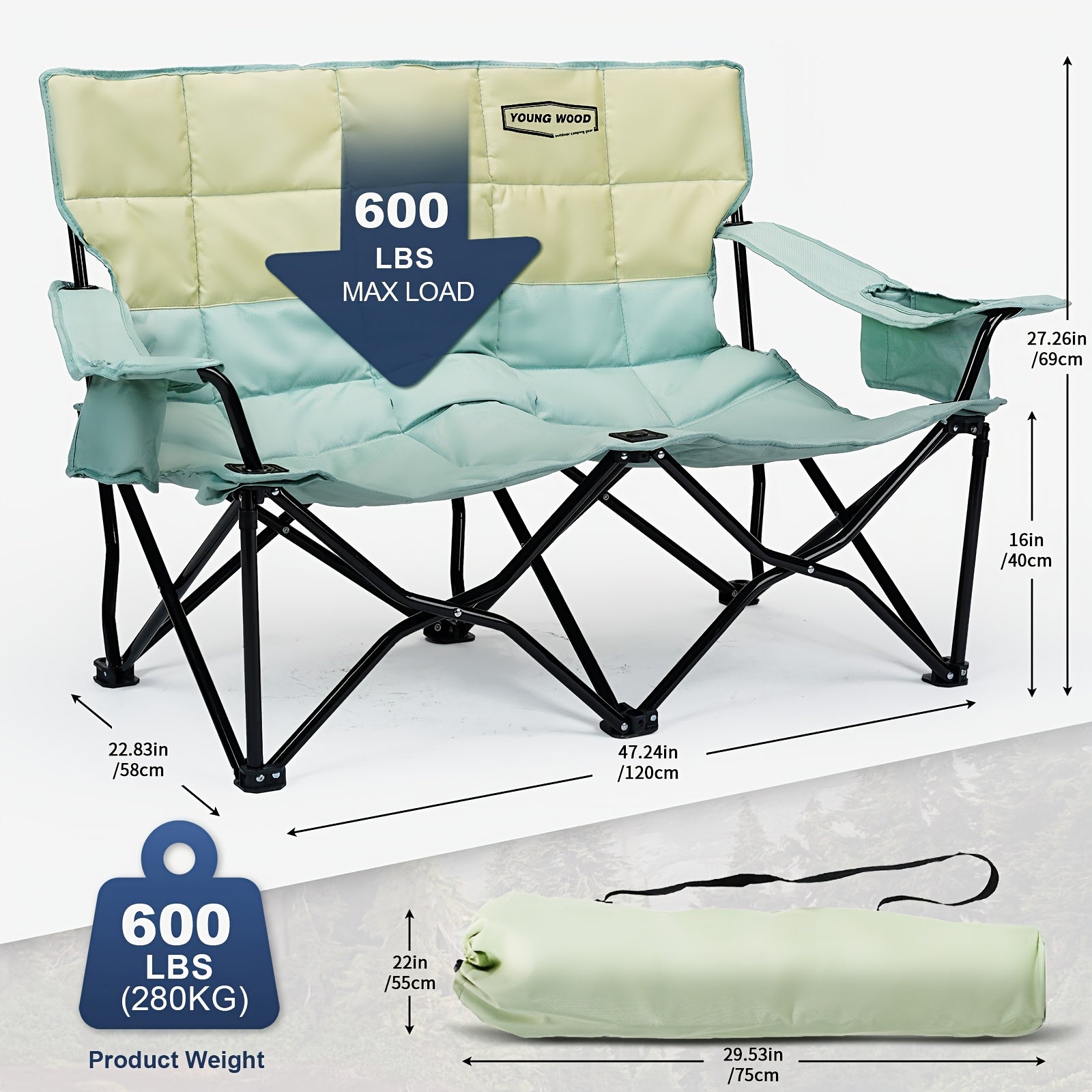 CampEase Loveseat Camping Chair – Comfort di Lusso per Due