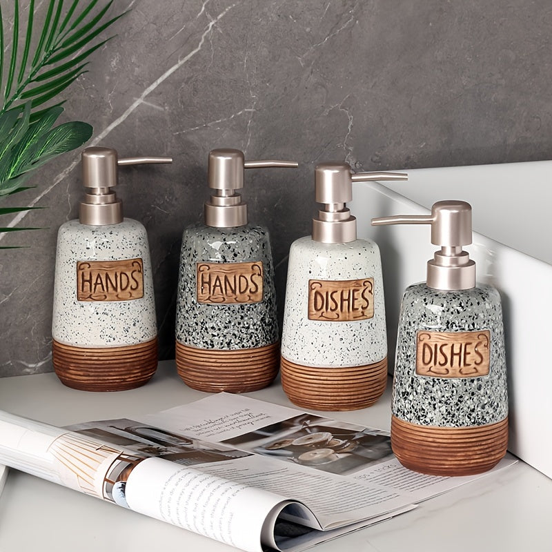 Dispenser di Sapone in Ceramica Vintage – 420ml per Cucina o Bagno