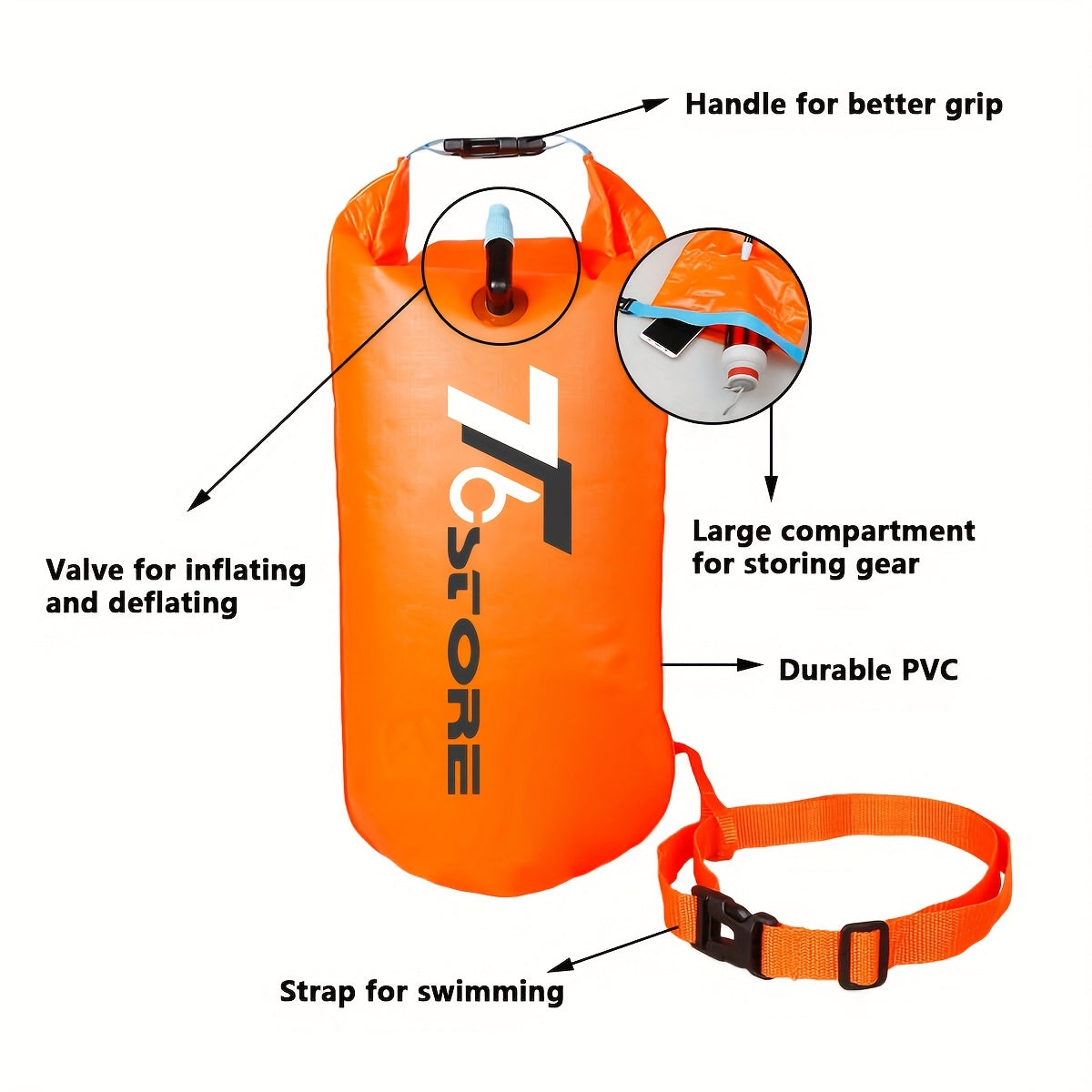 Boia da Nuoto Impermeabile da 20L con Spazio di Stoccaggio – Sicura e Pratica per il Nuoto in Acque Libere