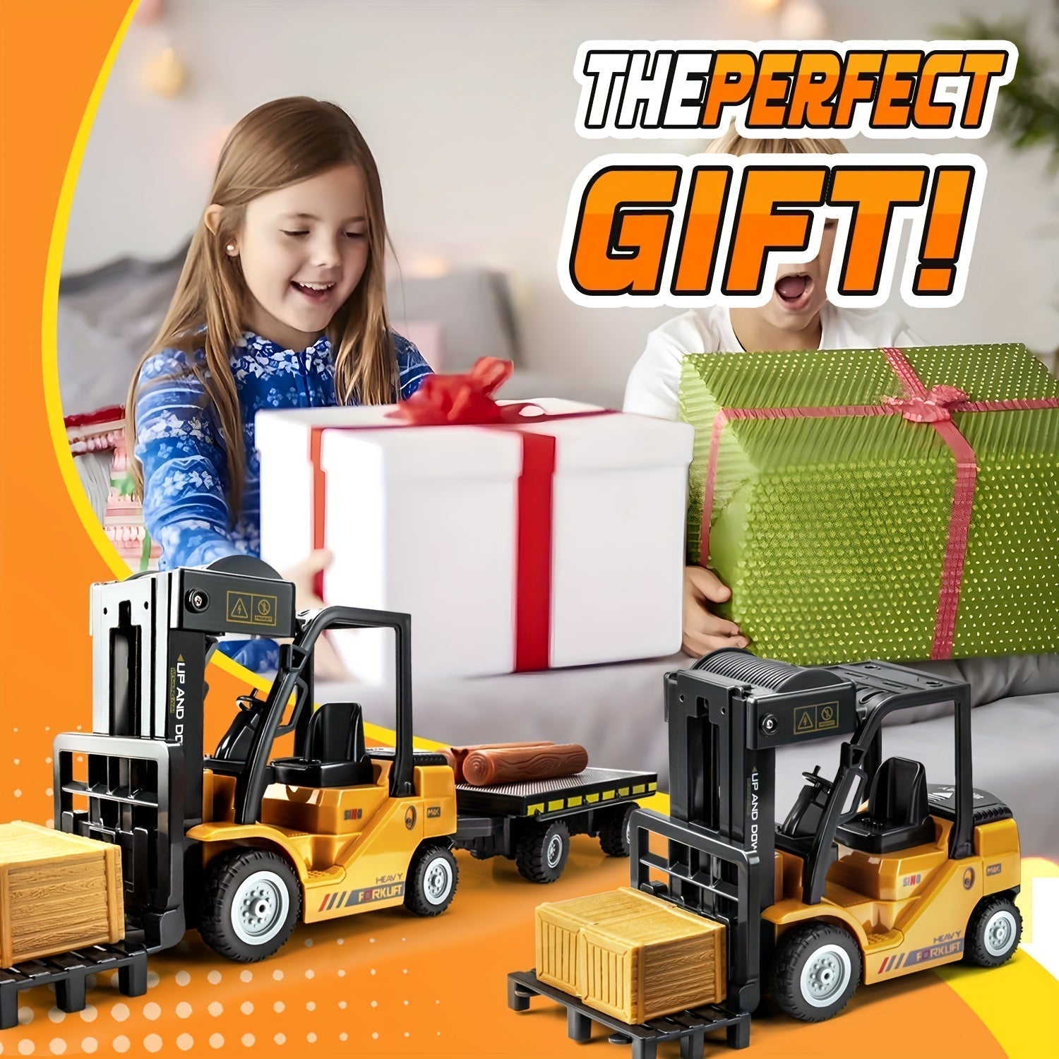 Carrello Elevatore a Controllo Remoto Heavy Duty – Scala 1:24 con Luci e Rimorchio