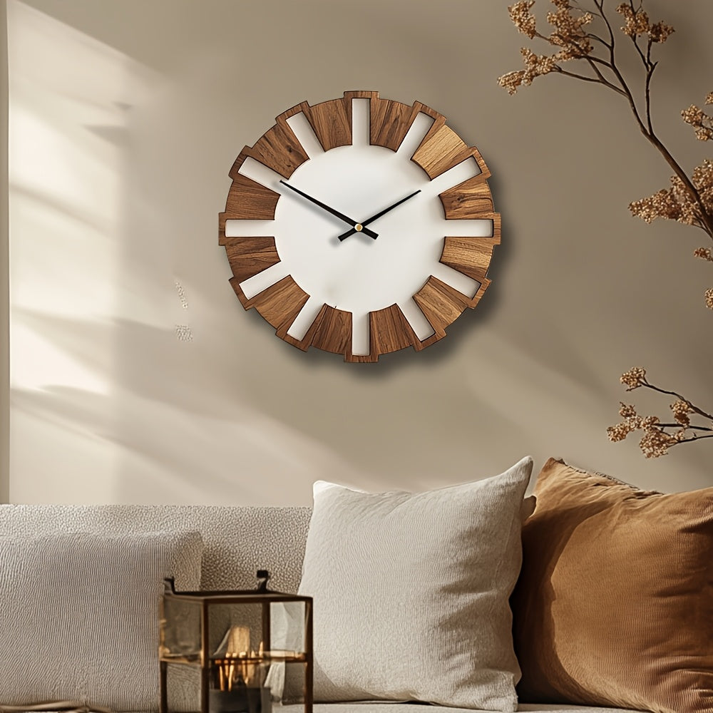 Orologio da Parete in Legno Rustico con Movimento Silenzioso – Design Senza Tempo per Soggiorno, Ufficio e Camera da Letto