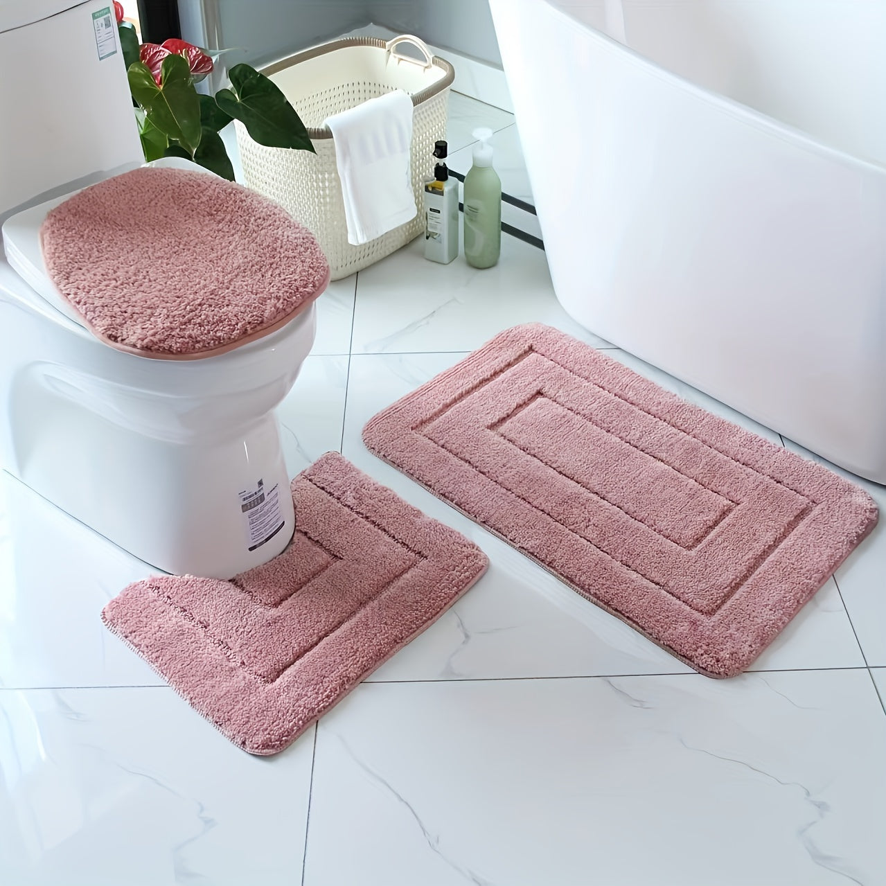 Set di Tappeti da Bagno in Fibra Ultra-Fine a 3 Pezzi – Asciugatura Rapida e Assorbente