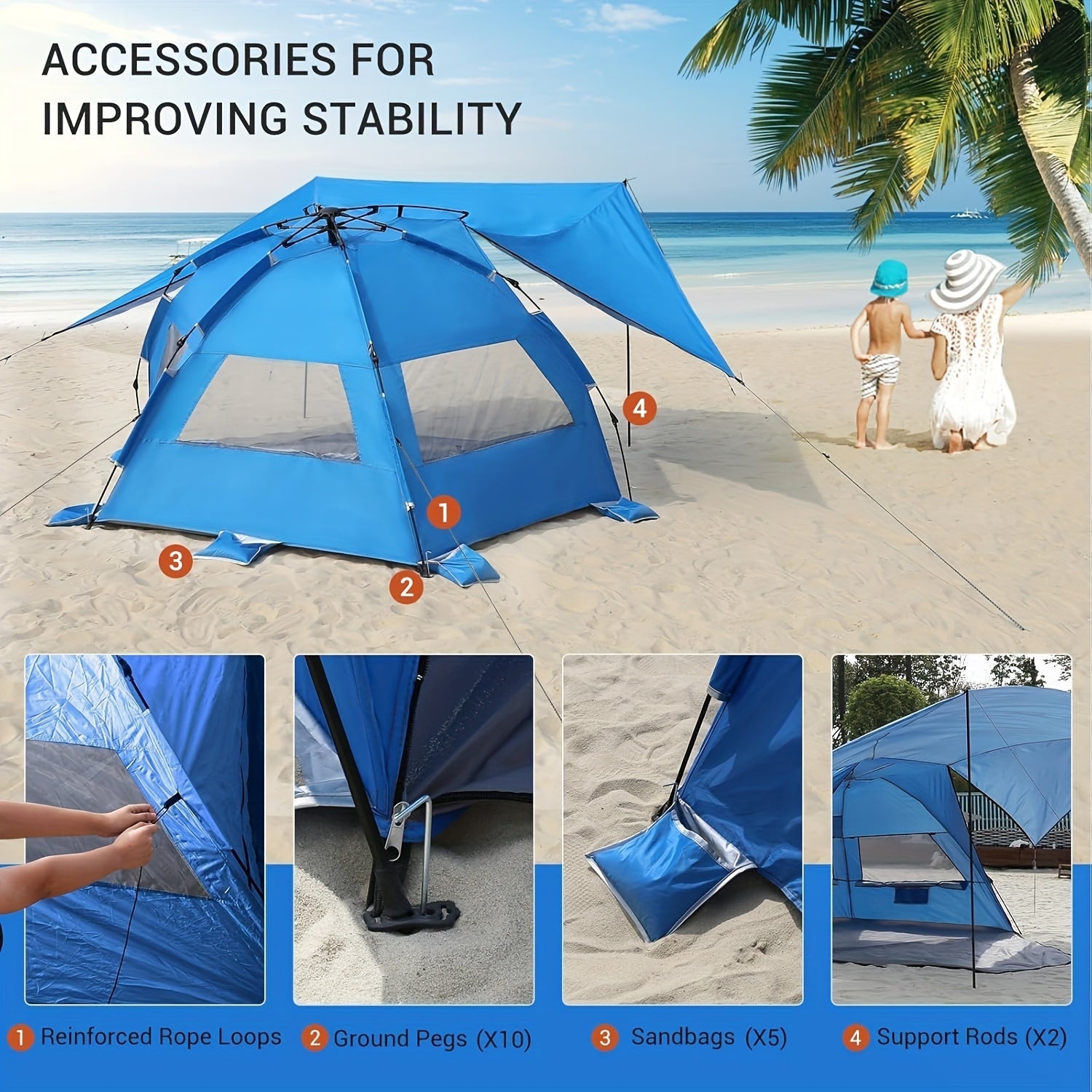 Tenda da Spiaggia BreezeShield – Leggera e Spaziosa per 4-6 Persone