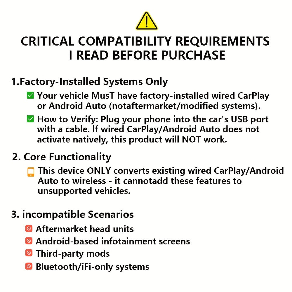 Adattatore Wireless CarPlay & Android Auto 2-in-1 – Connessione Rapida Plug & Play
