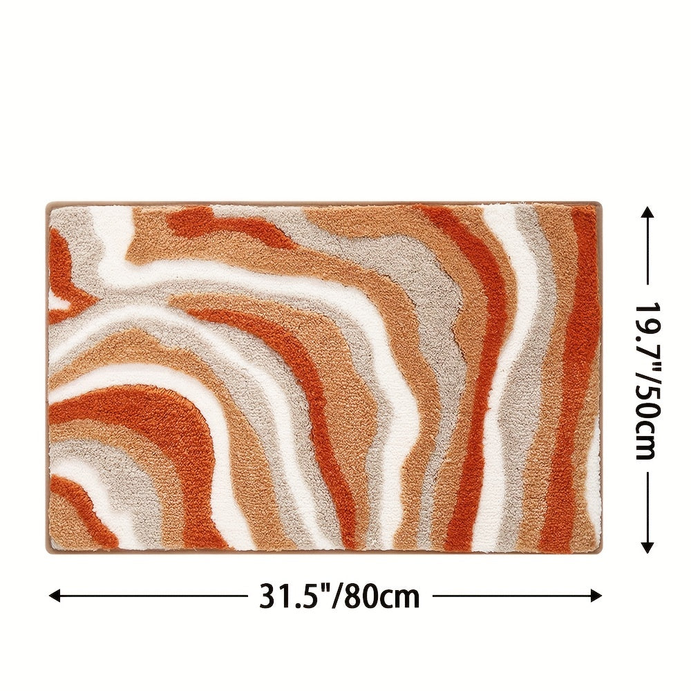 Tappeto da Bagno Geometrico – Assorbente e Morbido con Retro Antiscivolo