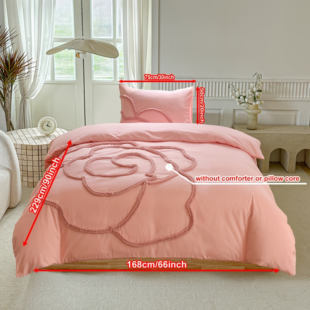 Set di Biancheria da Letto Trapuntato – Copriletto e Federe con Design di Grande Fiore