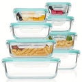 Set of 8 glass food containers – Bento containers for meal prep, airtight, leak-proof lids, suitable for microwave, oven, freezer, and dishwasher, BPA-free