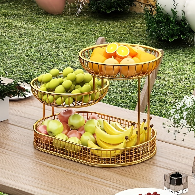 Cesto di Frutta a 3 Livelli GoldenTier – Elegante e Pratico